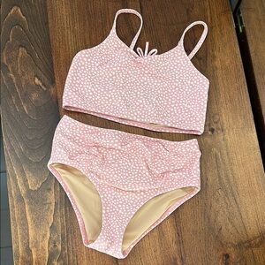 Crewcuts Pink and White Polka Dot Swimwear size 10
